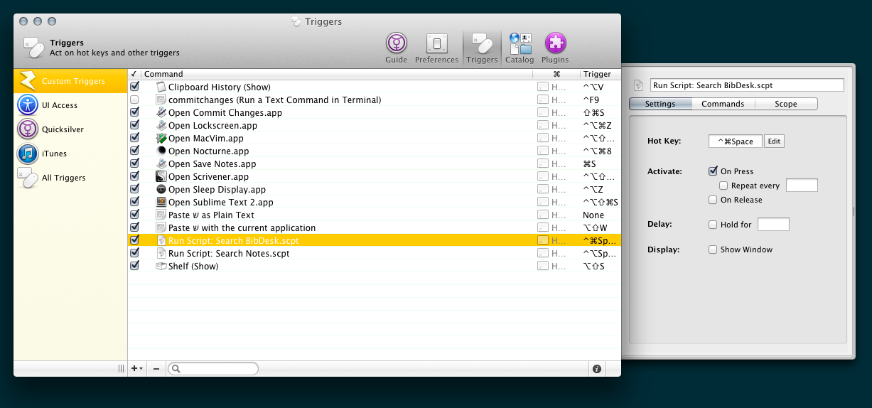 Quicksilver Trigger for Searching BibDesk